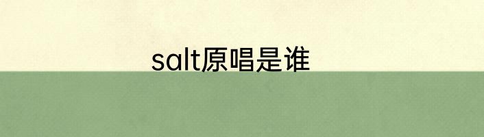 salt原唱是谁