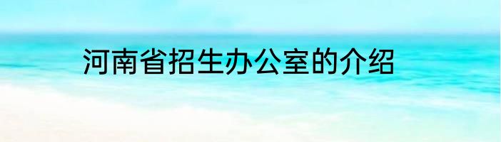 河南省招生办公室的介绍