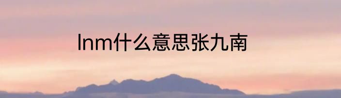 lnm什么意思张九南