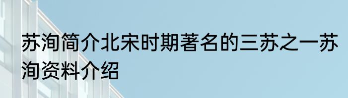 苏洵简介北宋时期著名的三苏之一苏洵资料介绍