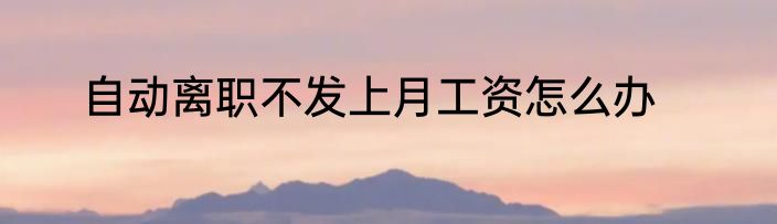 自动离职不发上月工资怎么办