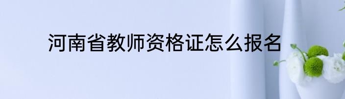河南省教师资格证怎么报名