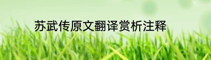 苏武传原文翻译赏析注释