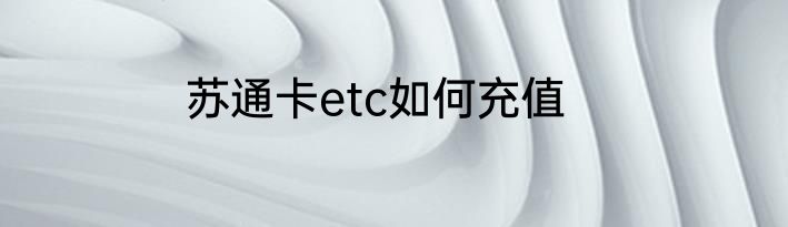 苏通卡etc如何充值