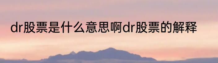 dr股票是什么意思啊dr股票的解释