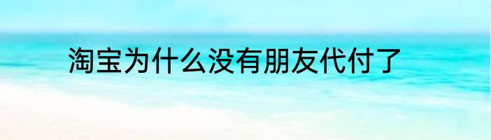 淘宝为什么没有朋友代付了