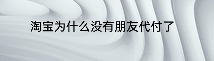 淘宝为什么没有朋友代付了