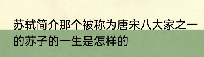 苏轼简介那个被称为唐宋八大家之一的苏子的一生是怎样的