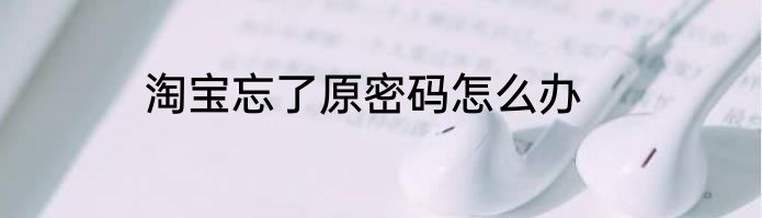 淘宝忘了原密码怎么办