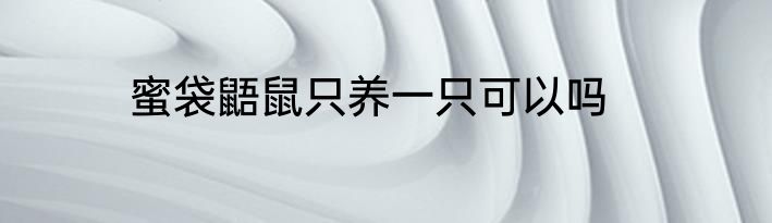 蜜袋鼯鼠只养一只可以吗
