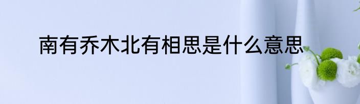 南有乔木北有相思是什么意思