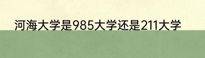河海大学是985大学还是211大学