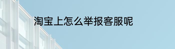 淘宝上怎么举报客服呢