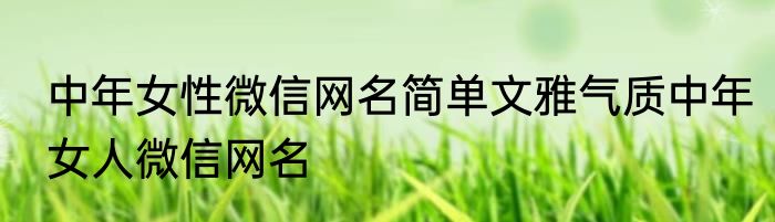中年女性微信网名简单文雅气质中年女人微信网名
