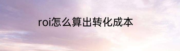 roi怎么算出转化成本