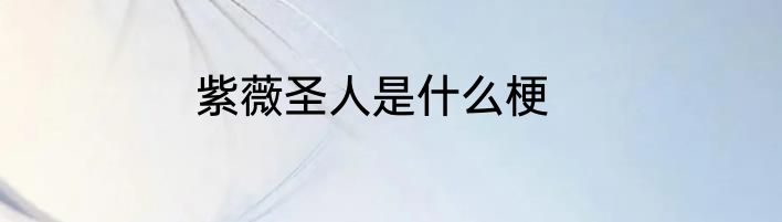 紫薇圣人是什么梗