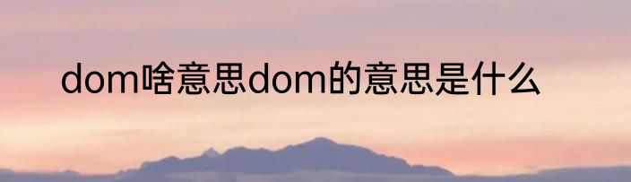 dom啥意思dom的意思是什么