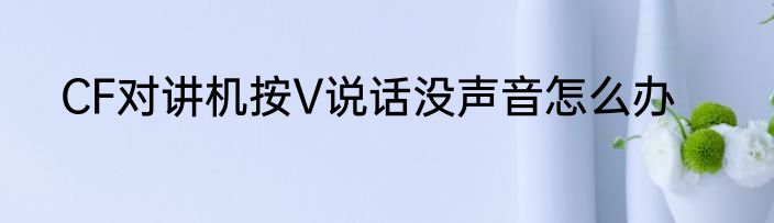 CF对讲机按V说话没声音怎么办