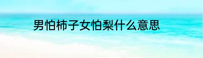 男怕柿子女怕梨什么意思