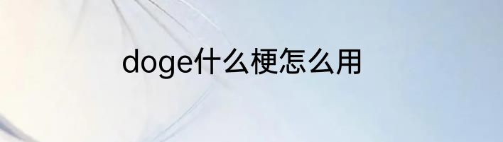 doge什么梗怎么用