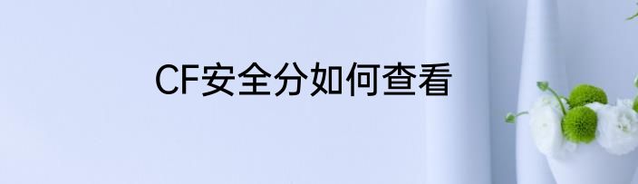CF安全分如何查看