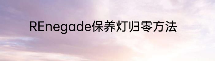 REnegade保养灯归零方法