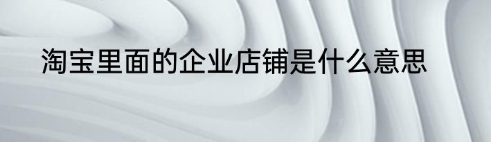 淘宝里面的企业店铺是什么意思