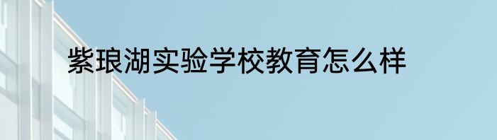 紫琅湖实验学校教育怎么样