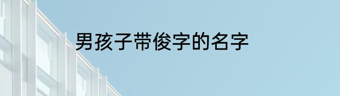 男孩子带俊字的名字