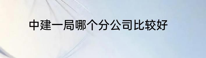 中建一局哪个分公司比较好