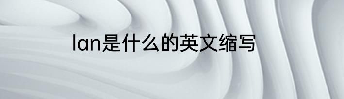 lan是什么的英文缩写