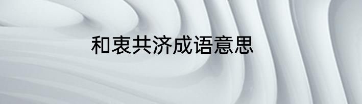 和衷共济成语意思