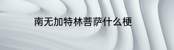 南无加特林菩萨什么梗