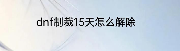 dnf制裁15天怎么解除