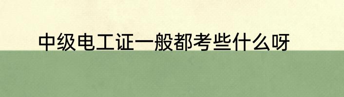 中级电工证一般都考些什么呀