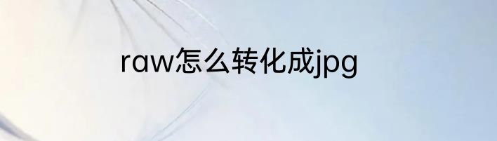 raw怎么转化成jpg