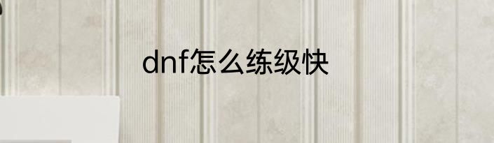 dnf怎么练级快