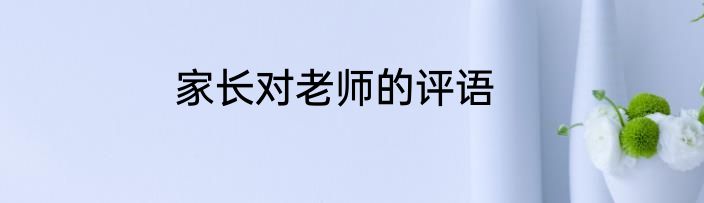 家长对老师的评语