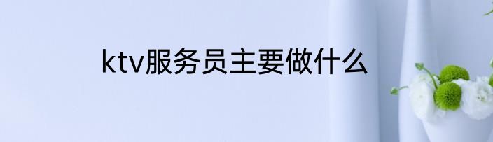 ktv服务员主要做什么