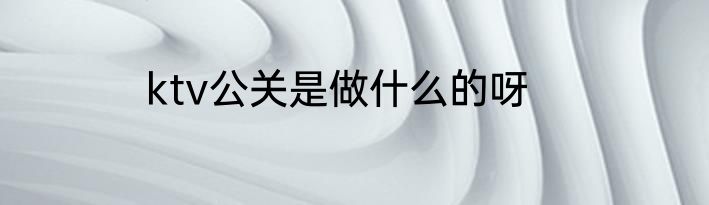 ktv公关是做什么的呀