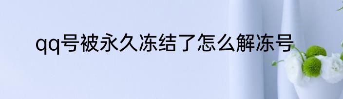 qq号被永久冻结了怎么解冻号