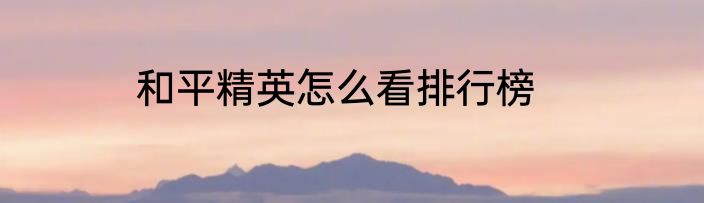 和平精英怎么看排行榜
