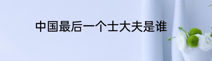 中国最后一个士大夫是谁