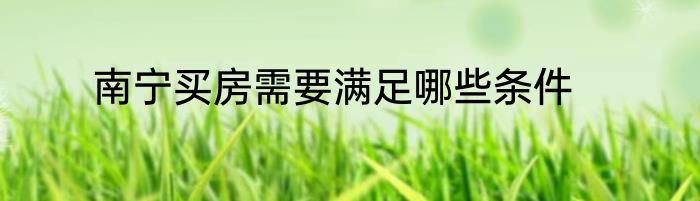 南宁买房需要满足哪些条件