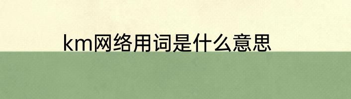 km网络用词是什么意思