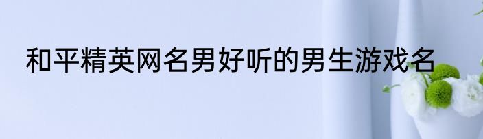 和平精英网名男好听的男生游戏名