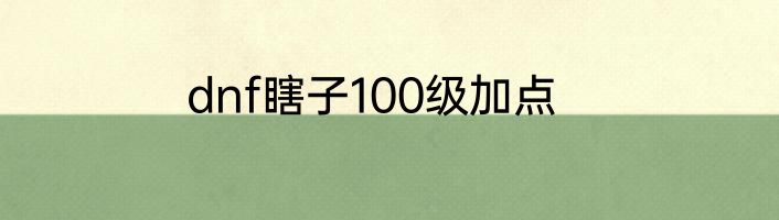 dnf瞎子100级加点