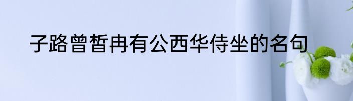 子路曾皙冉有公西华侍坐的名句