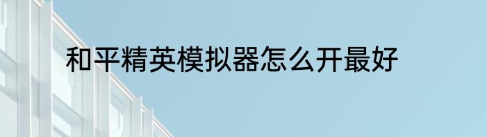 和平精英模拟器怎么开最好
