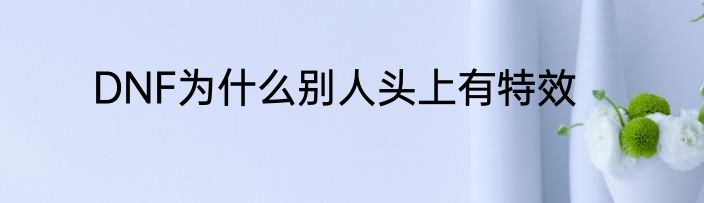 DNF为什么别人头上有特效